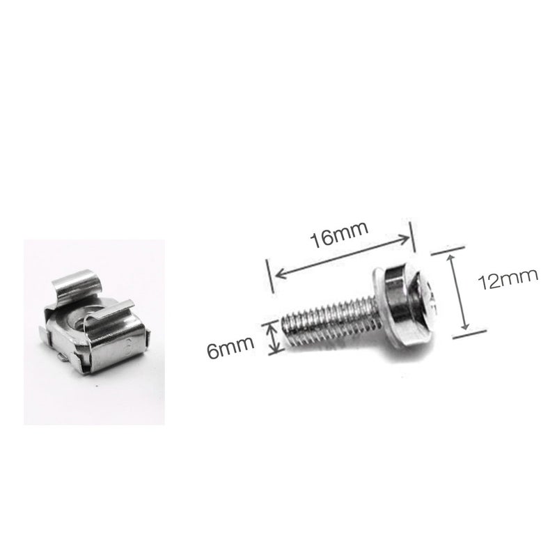 Lancher 60-Pack M6 x 16mm Screws and Cage Nuts for Server Shelf Cabinets Rack Mount Screw - Image 2